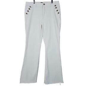 Sincerely Jules Jeans Womens 30 White Sailor Buttons Stretchy Denim Disco Flare